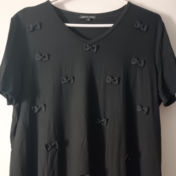 LEO & UGO Black Appliqué Little Bows Tee 3 M/L - Picture 2 of 5